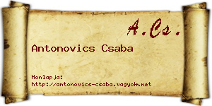 Antonovics Csaba névjegykártya